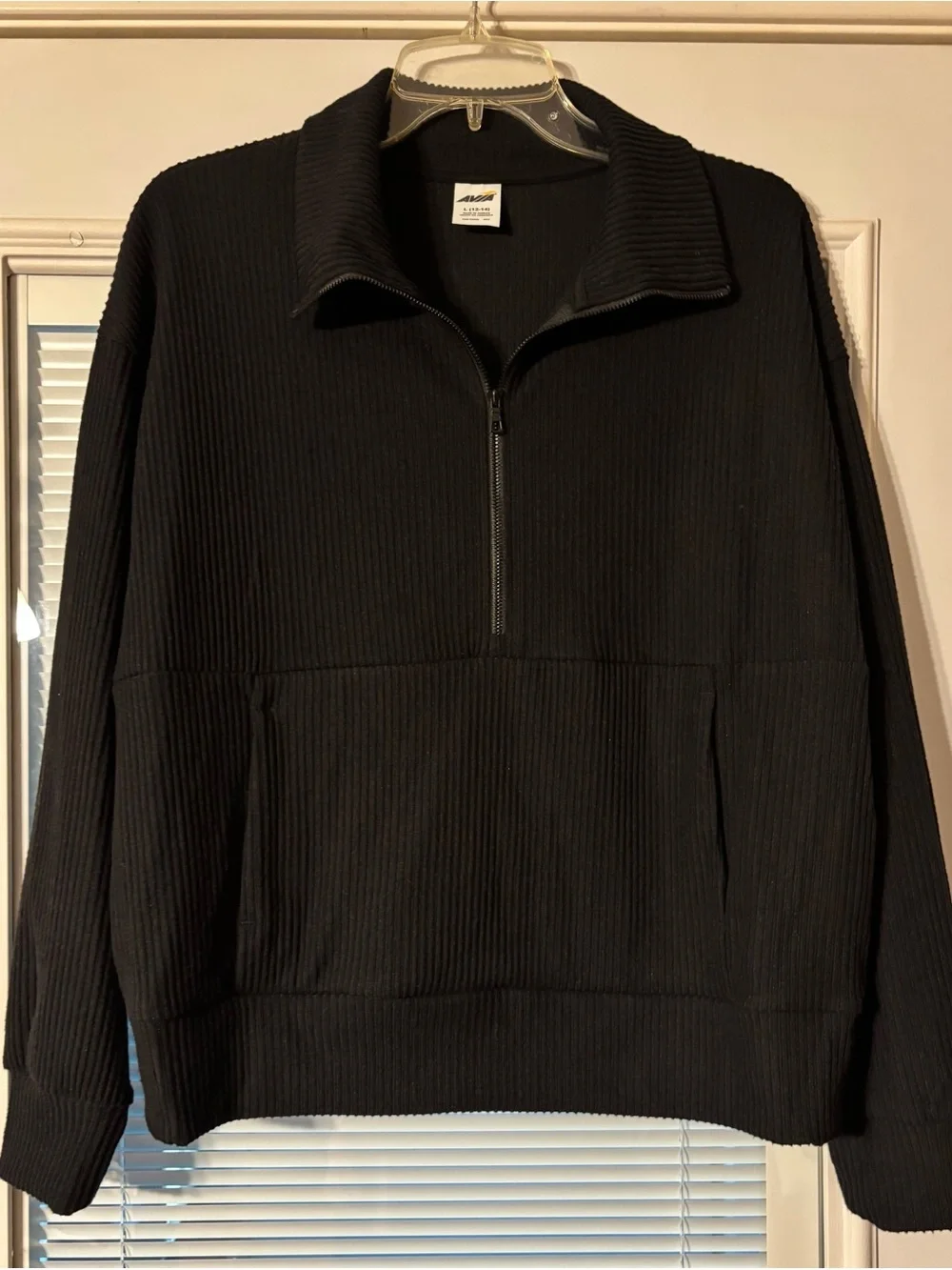 Avia Women’s  Black Ribbed Quarter-Zip Pullover